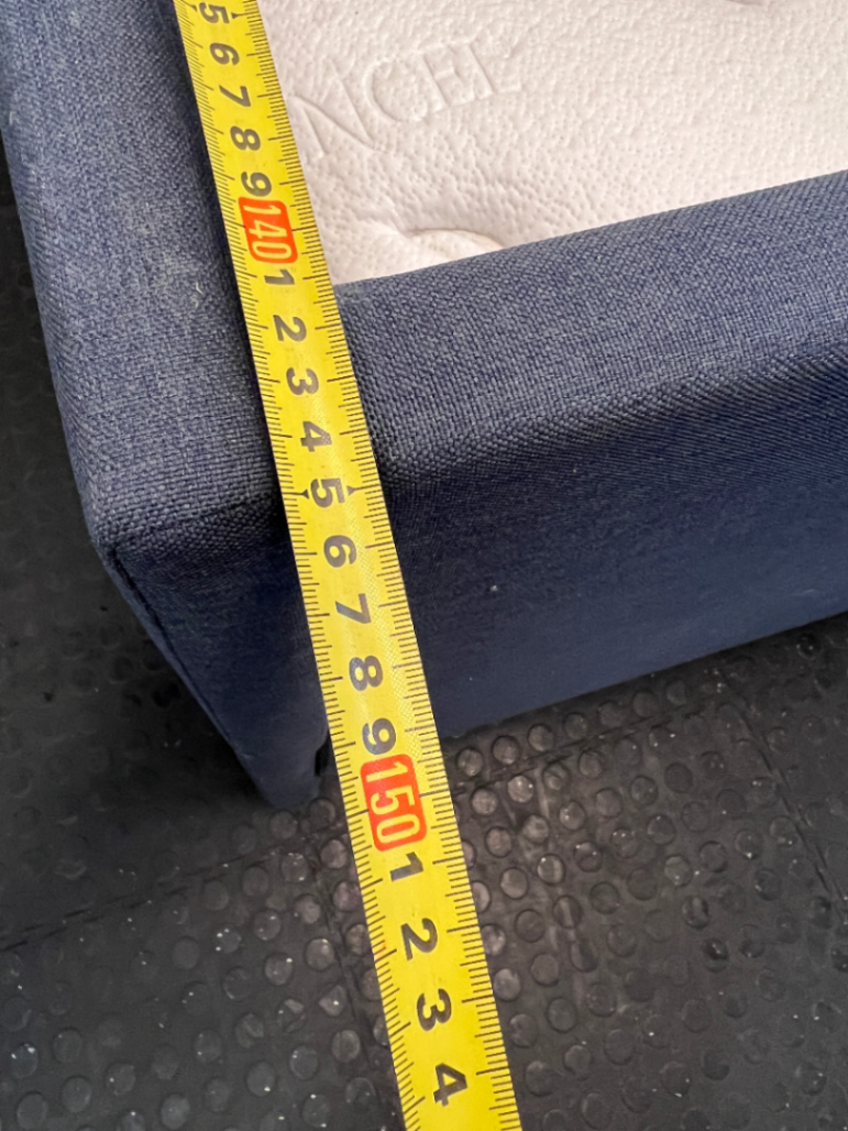 Navy Blue Upholstered Double Daybed with Mattress — Fair Used Condition with Mattress Staining