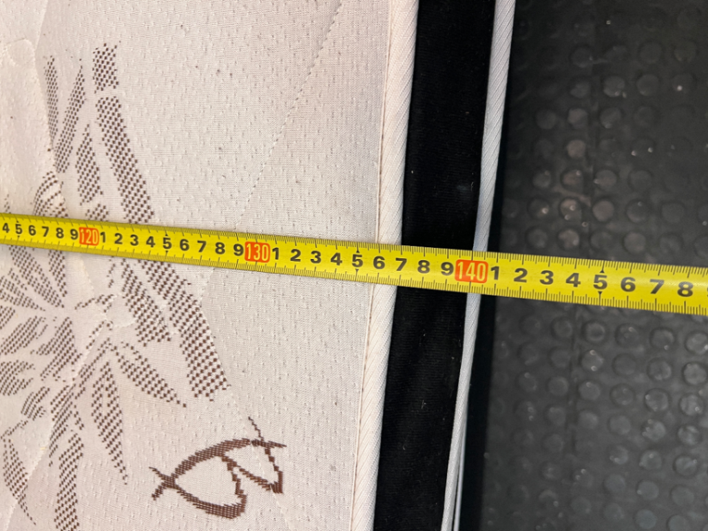 Bamboo Patterned Mattress and Base Set — Fair Condition with Visible Surface Marks