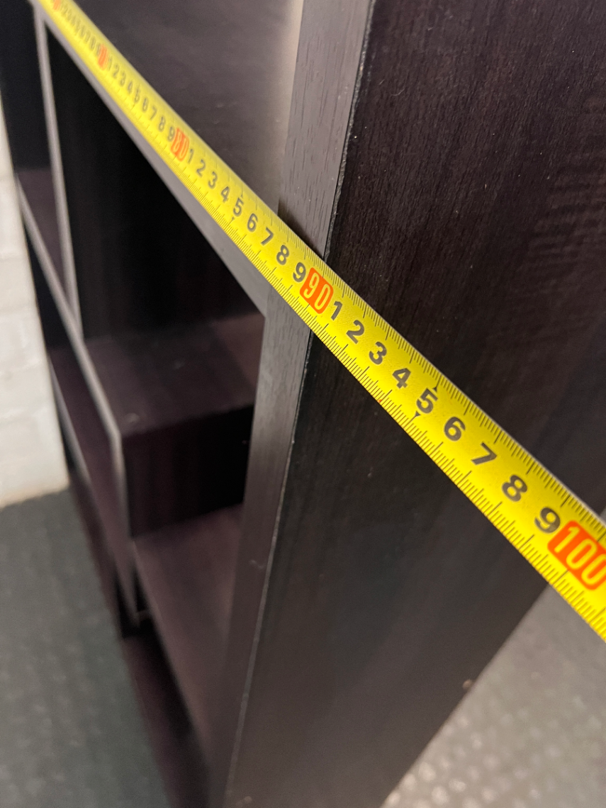 Dark Wood Geometric Open Bookshelf — Good Working Order