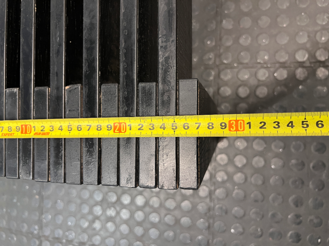 Contemporary Black Wooden Slatted Bench