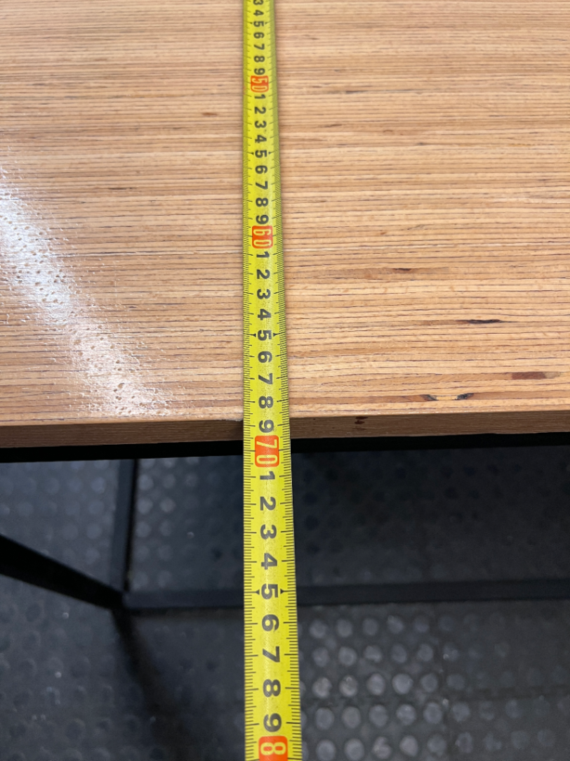 Modern Wood Top Office Desk with Black Metal Frame — Used; Fair Condition