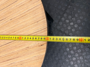 Round Light Wood and Metal Coffee Table — Clean Condition