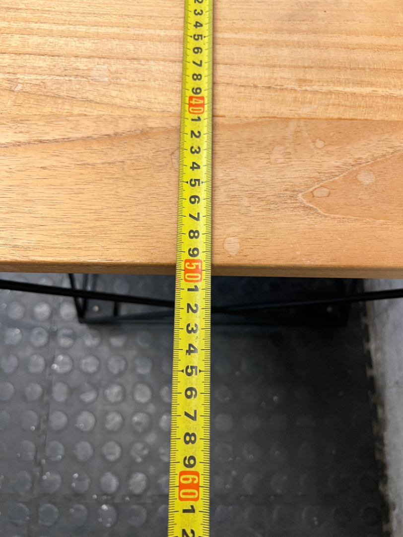 Industrial Style Square Side Table with Geometric Metal Base — Used; Fair Condition