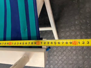Striped Wooden Folding Director Chair — Worn Condition with Structural Use Wear