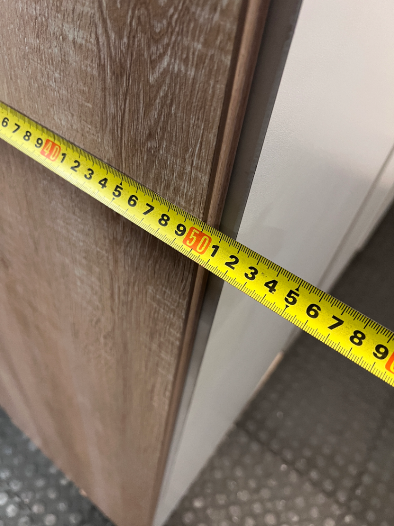 3-Door White and Light Wood Wardrobe — Good Profile and Condition