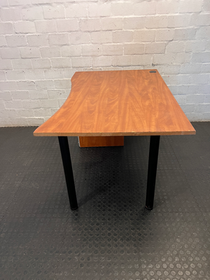 Professional Cherry Wood Finish Office Desk with 3 Drawers - 2ndhandwarehouse.com