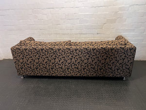Contemporary Patterned Three-Seater Couch in Mocha & Black - 2ndhandwarehouse.com