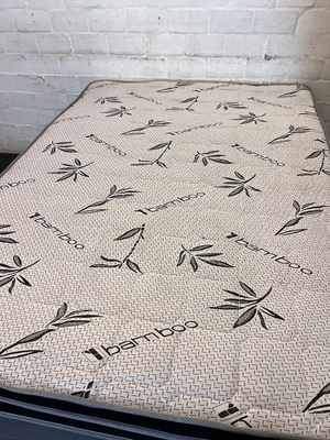 "Bed of Dreams" Double Bed, Mattress & Base Set - Grey & White - 2ndhandwarehouse.com