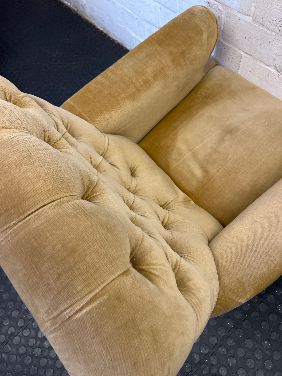 Vintage Tufted Corduroy Armchair in Mustard Gold - 2ndhandwarehouse.com