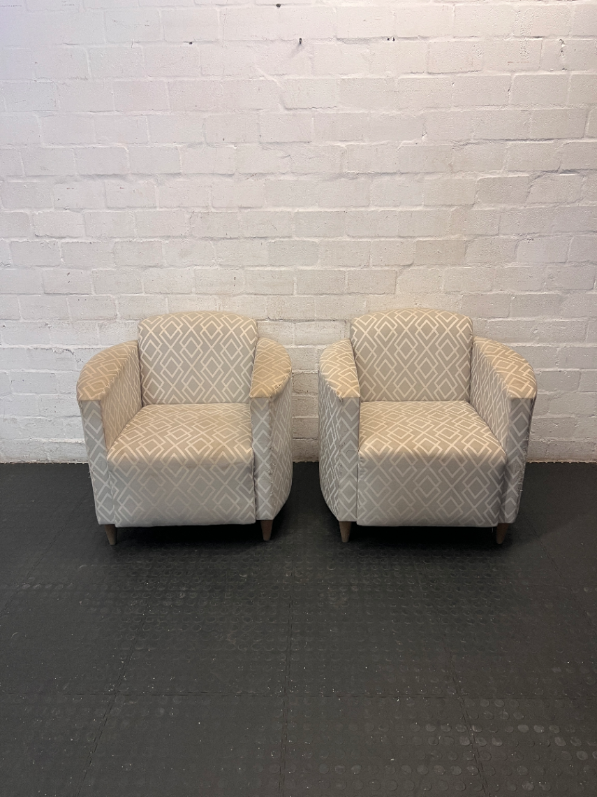 Pair of Coricraft Tub Chairs - Frayed & Stained Fabric - 2ndhandwarehouse.com