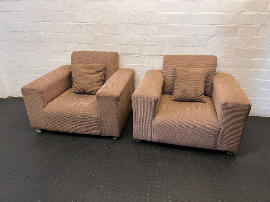 Brown Textured Armchair - Fair Condition - Used - 2ndhandwarehouse.com