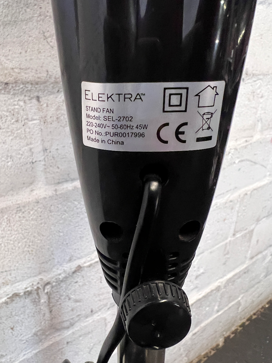 Black Elektra Pedestal Fan - Fair Condition - 2ndhandwarehouse.com