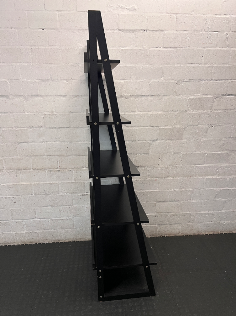 Dark Wood Ladder Bookshelf - Missing One Fixing Bolt - 2ndhandwarehouse.com