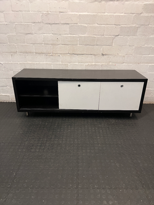 Low Profile TV Unit with Sliding Doors - Minor Scratches on Top - 2ndhandwarehouse.com