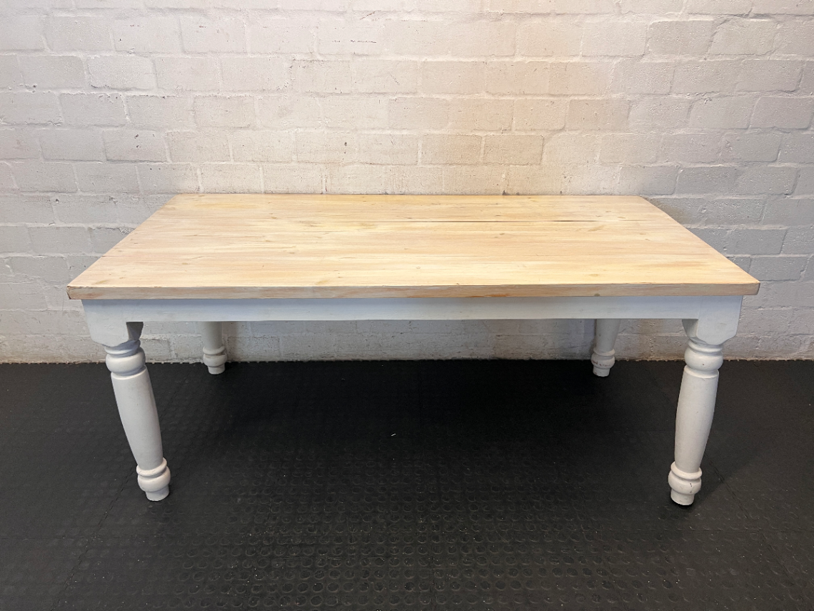 8 Seater White Wash Dining Table - Needs Some Work - 2ndhandwarehouse.com