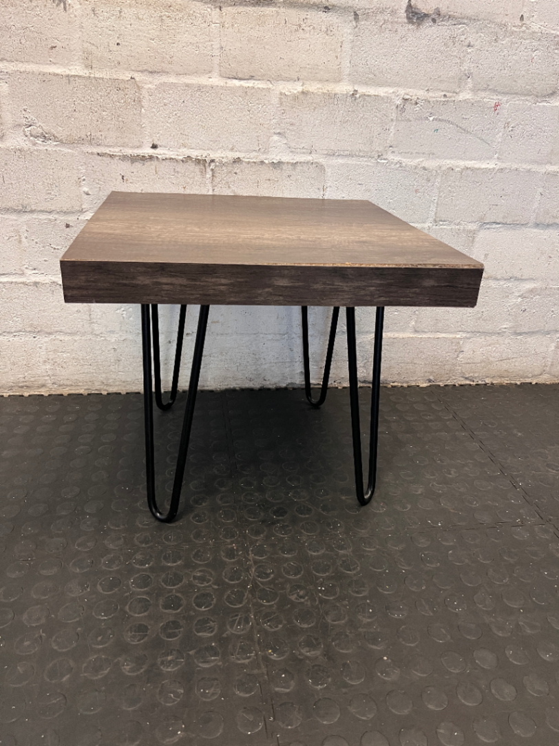 Industrial Style Side Table with Hairpin Legs - Damage to Leg - 2ndhandwarehouse.com