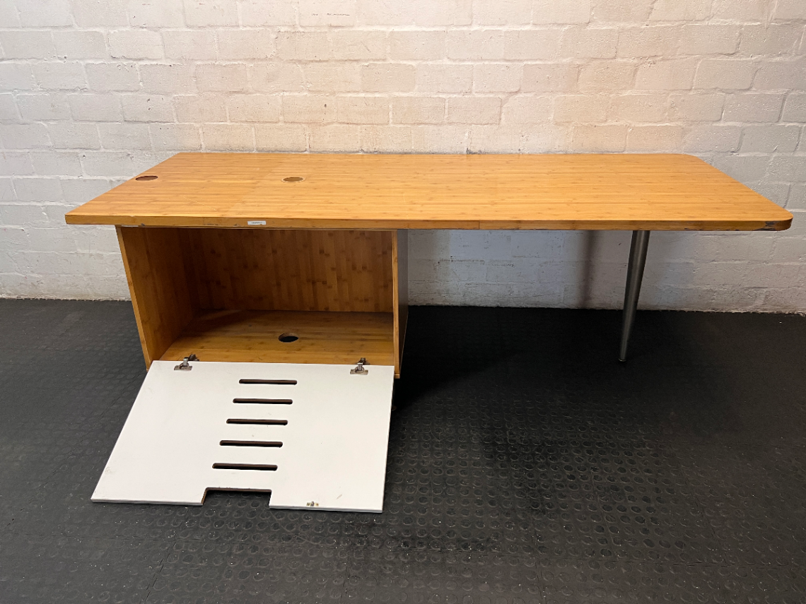 Desk Bottom Cabinet with Slatted Door — Needs Repair & Upkeep - 2ndhandwarehouse.com