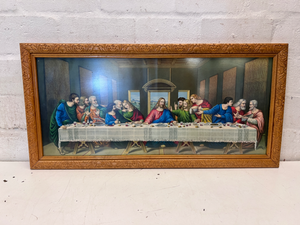 Framed Last Supper Artwork in Carved Wooden Frame — Clean and Tested - 2ndhandwarehouse.com