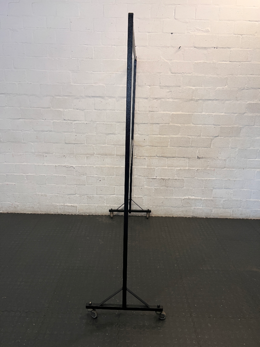 Double Black Metal Mobile Clothing Rail — Good Working Order - 2ndhandwarehouse.com