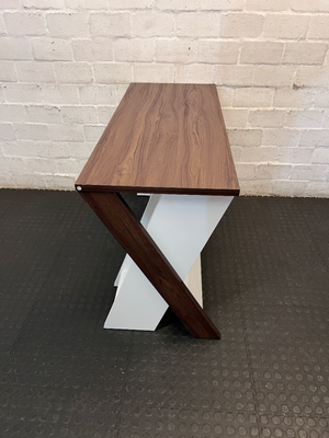 Two-Tone Modern Office Desk with Built-in Shelving — Good Condition - Requires Assembly - 2ndhandwarehouse.com
