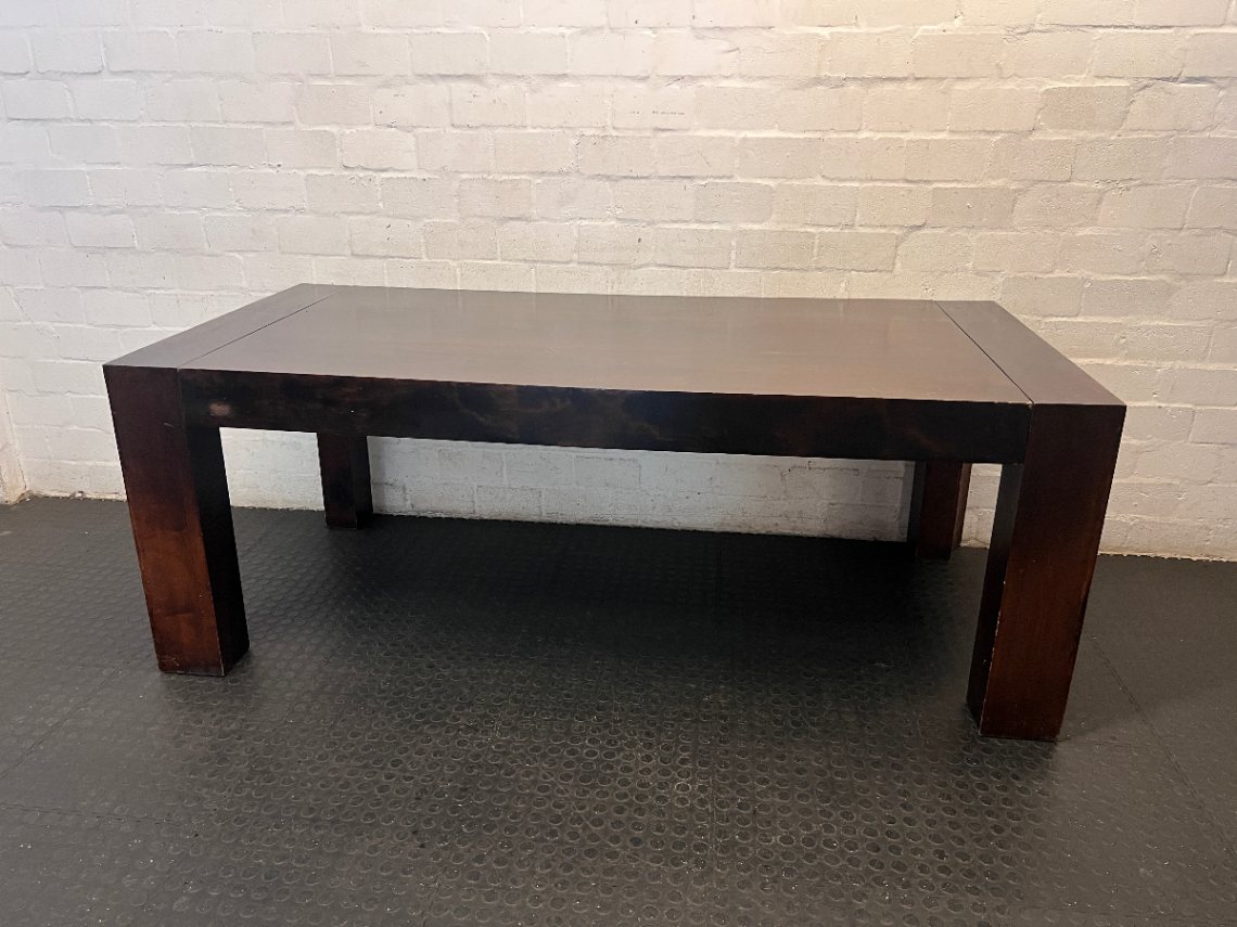 Coricraft 8 Seater Dining Table in Dark Wood Stain — Surface Scratches; Requires Sanding and Re-stain - 2ndhandwarehouse.com