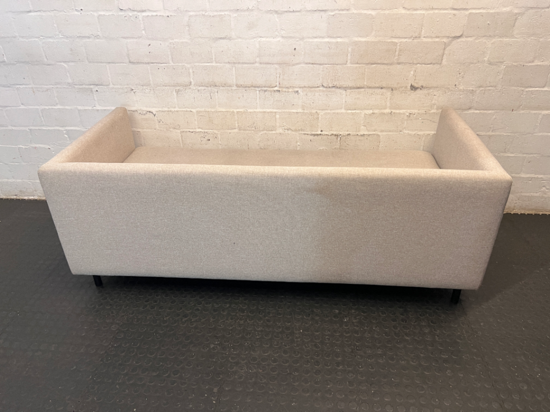 Modern Neutral Woven 2 Seater Couch — Well Used and In Fair C - 2ndhandwarehouse.com