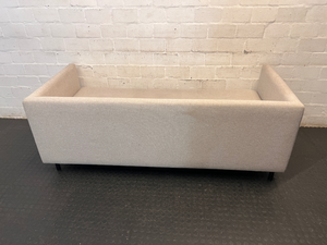 Modern Neutral Woven 2 Seater Couch — Well Used and In Fair C - 2ndhandwarehouse.com