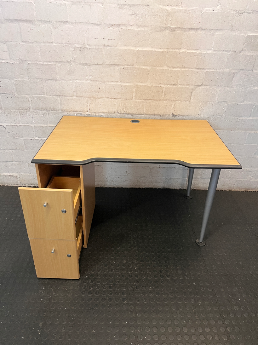 Ergonomic Office Desk with Integrated Pedestal Drawers — Good Working Order with Cable Trays - 2ndhandwarehouse.com