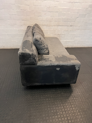 Grey Modular Sectional Couch Piece with Scatter Cushions — Damaged Condition, Requires Repolstering and Repair - 2ndhandwarehouse.com