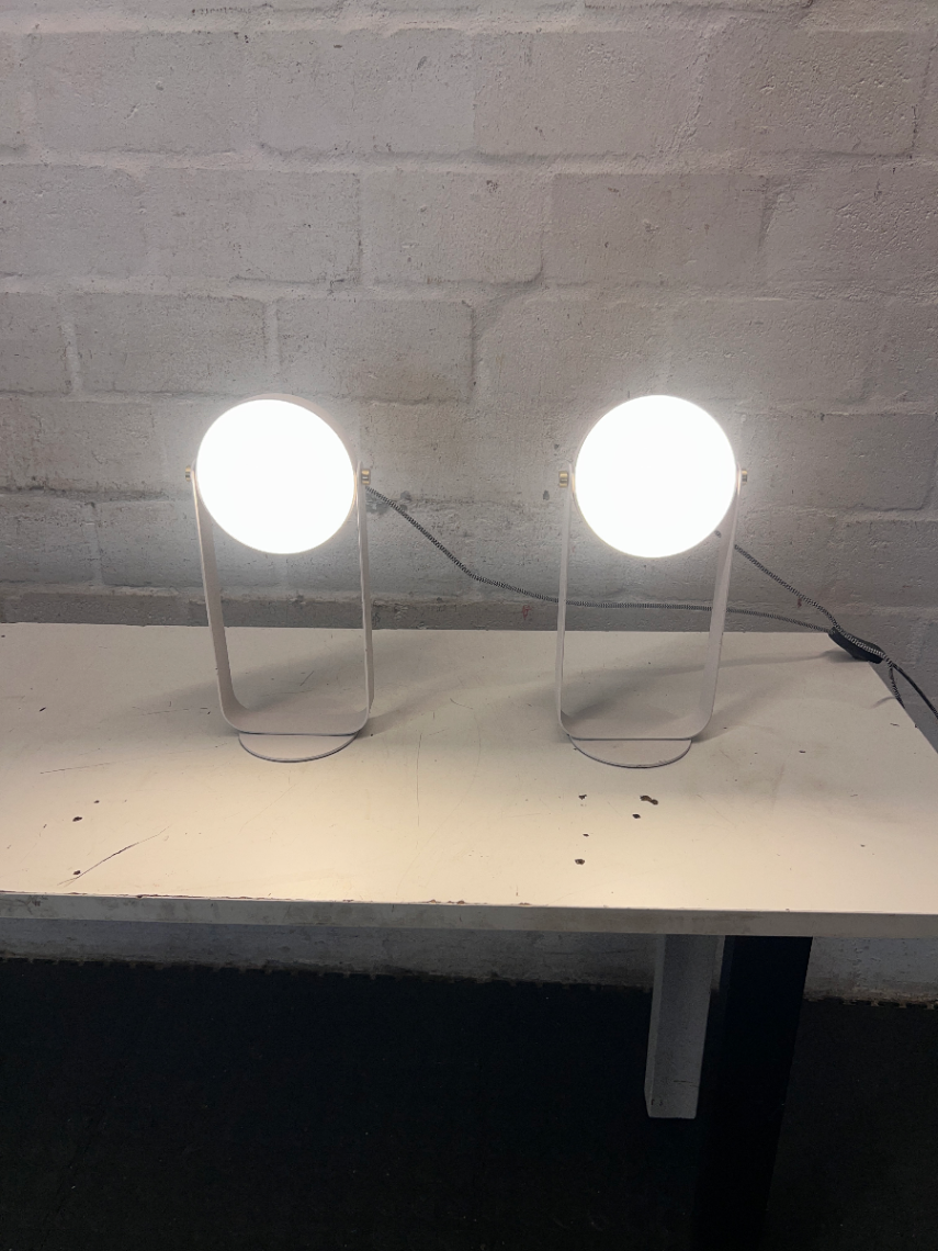 Modern White Metal Tilting Table Lamp — Good Working Order - Fair Used Condition - 2ndhandwarehouse.com