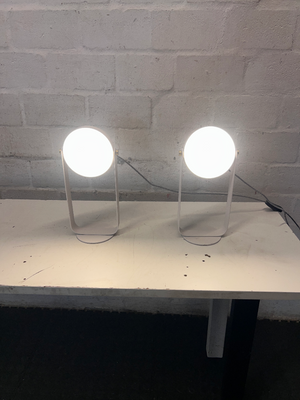 Modern White Metal Tilting Table Lamp — Good Working Order - Fair Used Condition - 2ndhandwarehouse.com