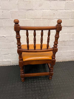Vintage-Style Turned Wood Dining Chair with Padded Seat — Fair Condition, One Chair Damaged and Needs Repair - 2ndhandwarehouse.com