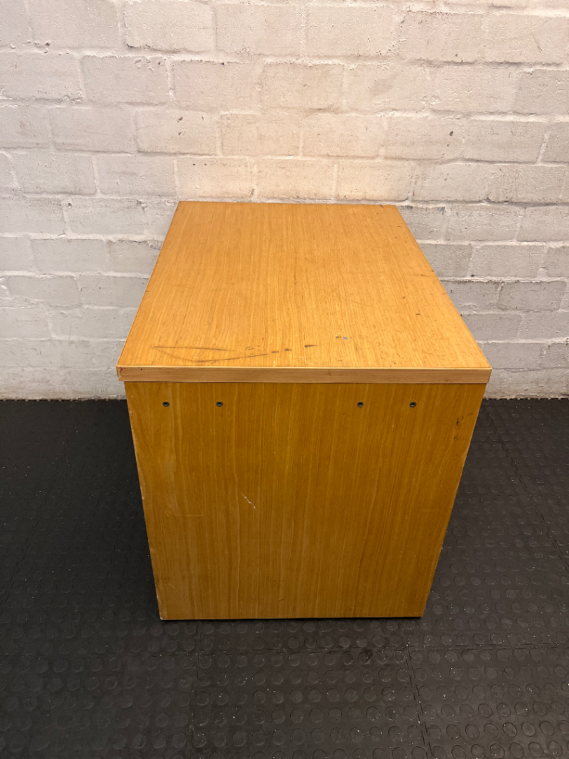 Wood Finish Office Credenza with Black Tambour Door — Good Working Order - 2ndhandwarehouse.com