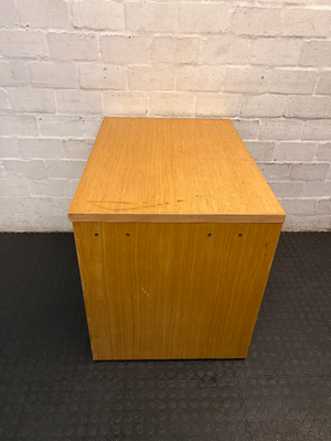 Wood Finish Office Credenza with Black Tambour Door — Good Working Order - 2ndhandwarehouse.com
