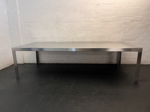 Brushed Aluminium Industrial Dining Table — Well-Maintained Condition - 2ndhandwarehouse.com