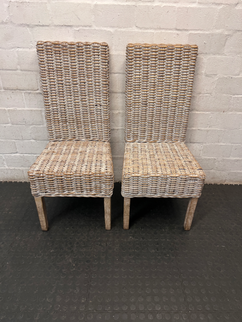 White-Washed Rattan High-Back Dining Chair — Good C - 2ndhandwarehouse.com
