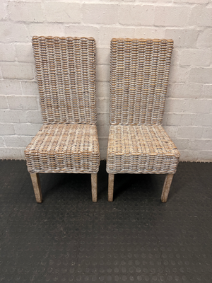 White-Washed Rattan High-Back Dining Chair — Good C - 2ndhandwarehouse.com