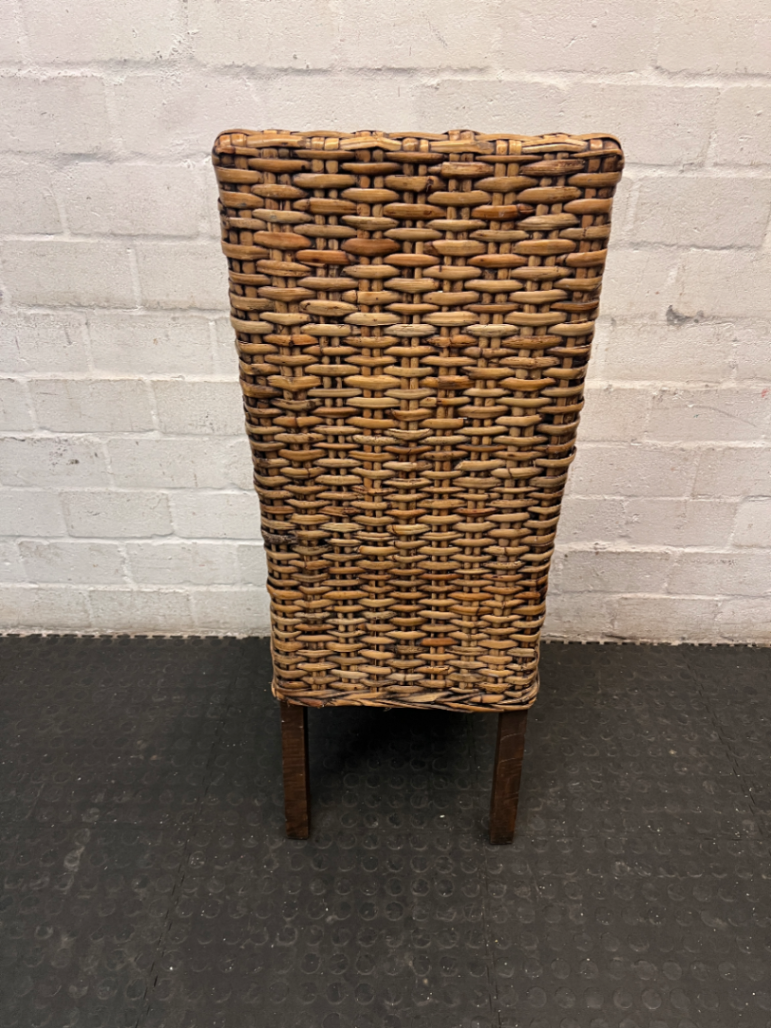 High-Back Woven Rattan Dining Chair - 2ndhandwarehouse.com