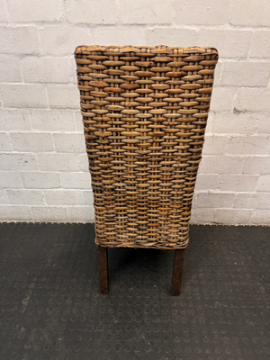 High-Back Woven Rattan Dining Chair - 2ndhandwarehouse.com