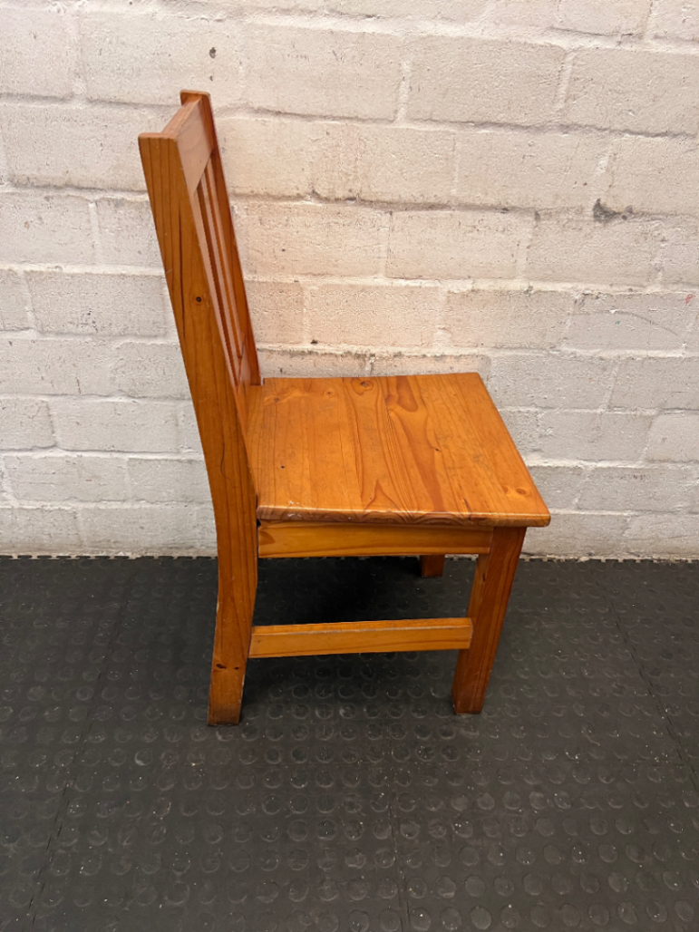 Classic Oregon Pine Slat-Back Dining Chair — Visible Surface Wear and M - 2ndhandwarehouse.com