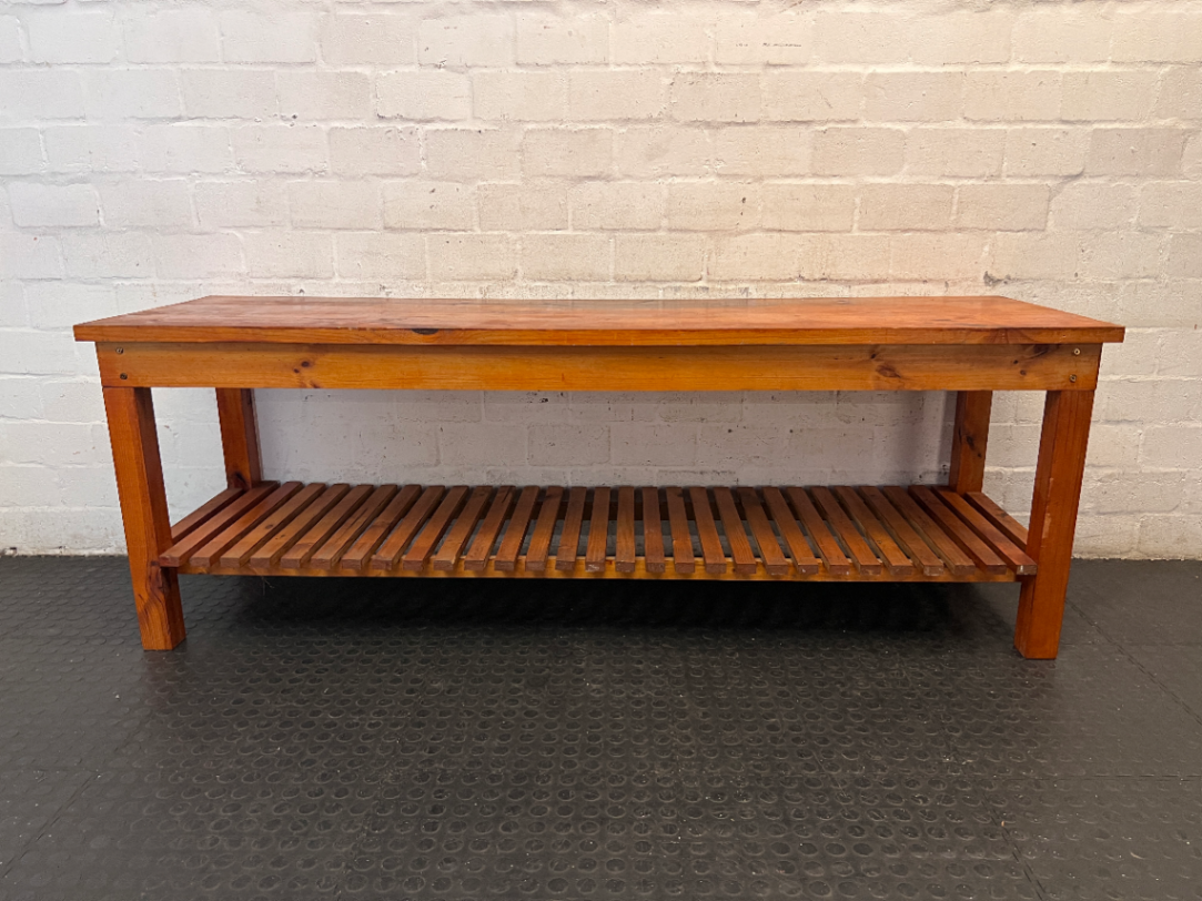 Large Oregon Pine Slatted Sideboard Server — Good Working O - 2ndhandwarehouse.com