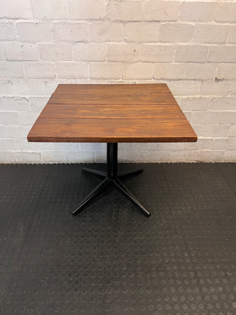 Square Wooden Top Cafe Table with Black Pedestal Base - 2ndhandwarehouse.com