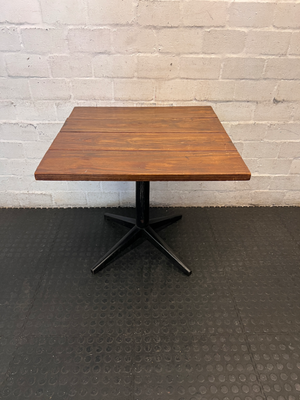 Square Wooden Top Cafe Table with Black Pedestal Base - 2ndhandwarehouse.com