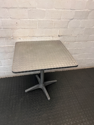 Square Stainless Steel Cafe Table with Pedestal Base - 2ndhandwarehouse.com