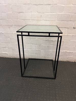 Z-Shaped Black Steel and Glass Side Table — Fair Used C - 2ndhandwarehouse.com