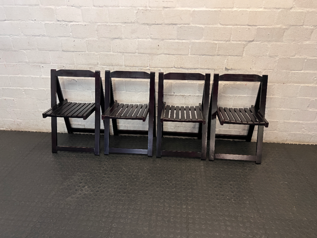 Dark Wood Slatted Folding Chair - 2ndhandwarehouse.com