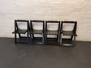 Dark Wood Slatted Folding Chair - 2ndhandwarehouse.com