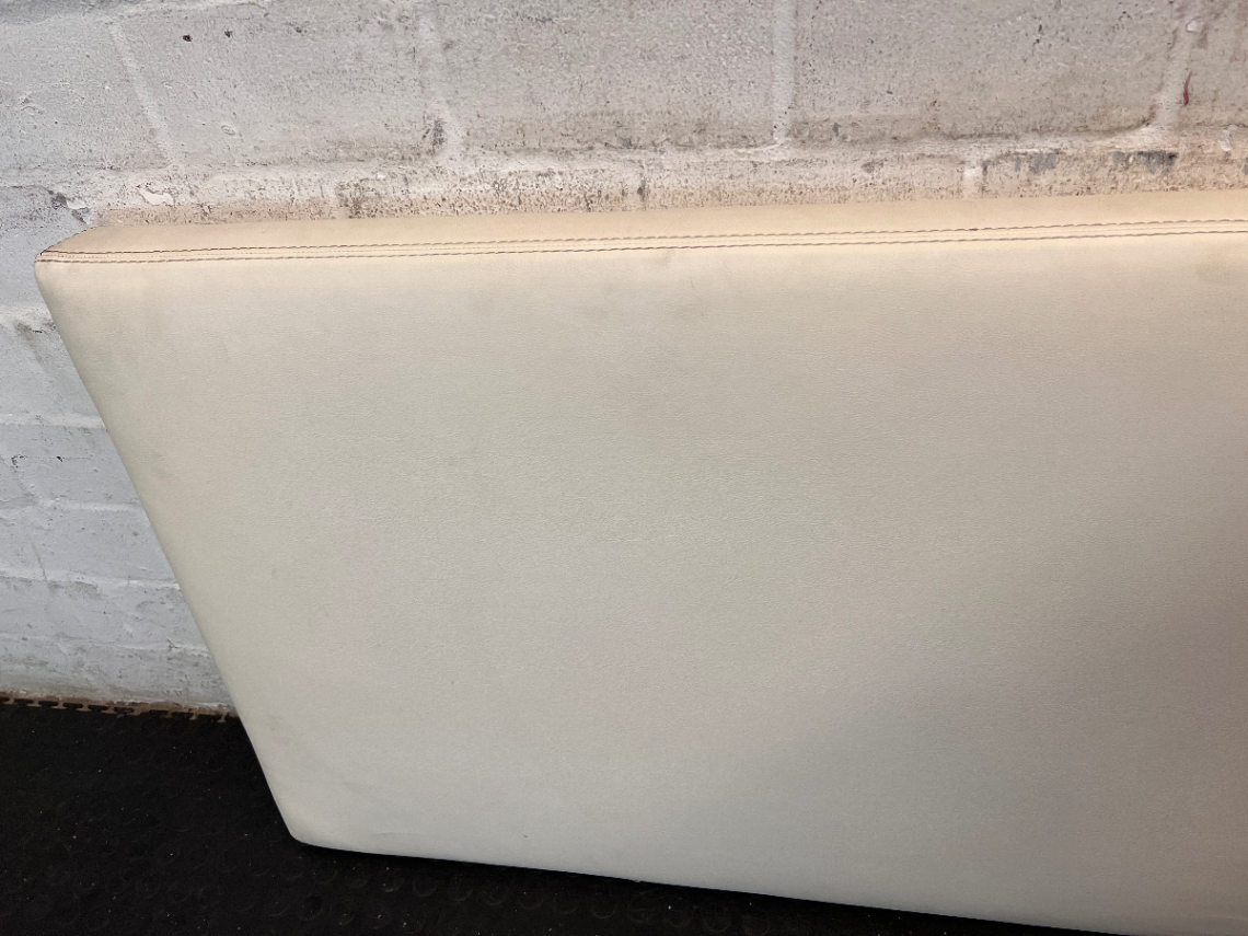 White Faux Leather King Size Headboard — Visible Surface Wear and Marks