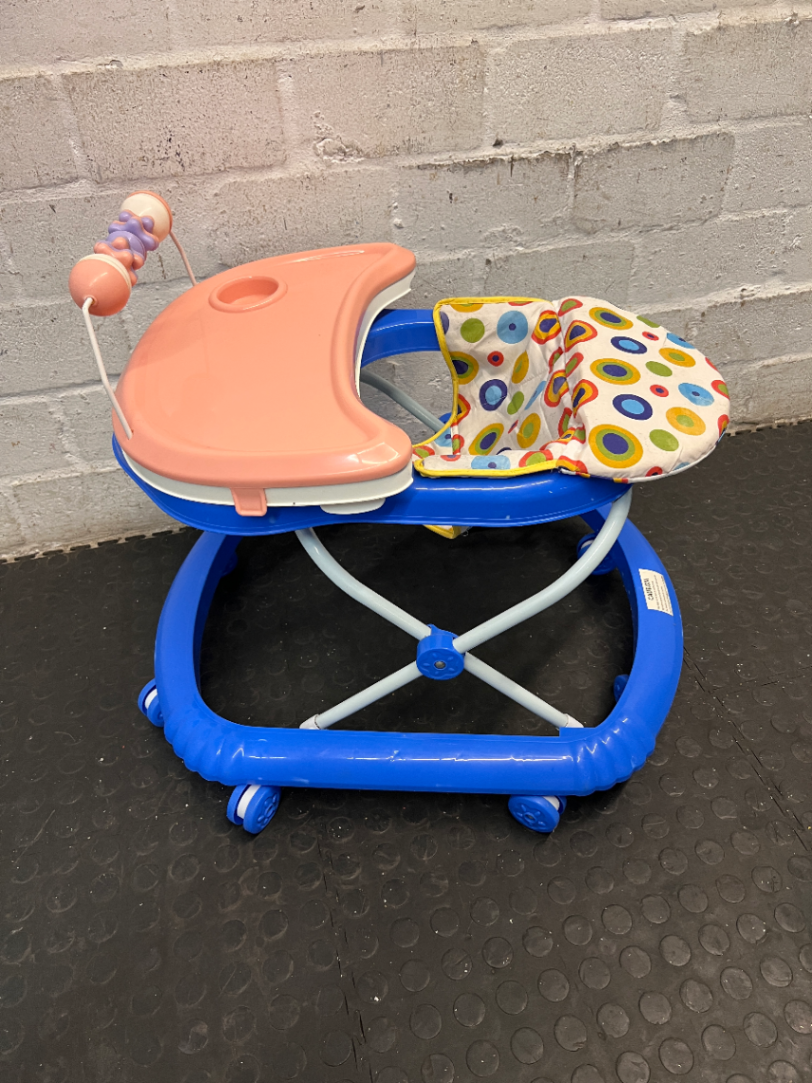 Coloured Plastic Baby Walker with Activity Tray — Good Working Order
