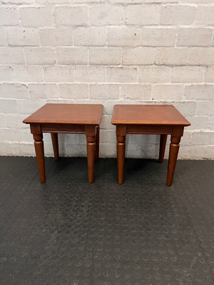 Classic Square Wooden Side Table with Turned Legs — Clean and Well Maintained - 2ndhandwarehouse.com